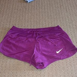 Purple nike shorts, size M, no tags, decent condition